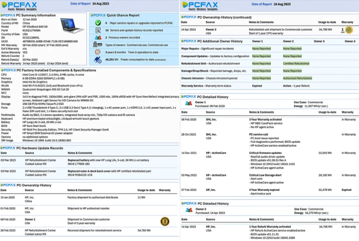Der PCfax-Bericht beinhaltet viele Informationen. (Bild: HP)