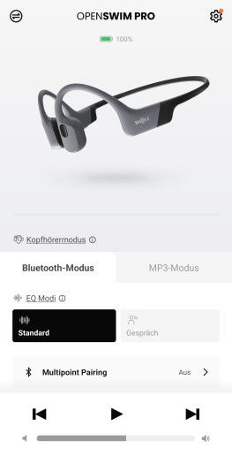 Der neue Startbildschim der Shokz-App (Bild: Shokz/Screenshot: Golem)