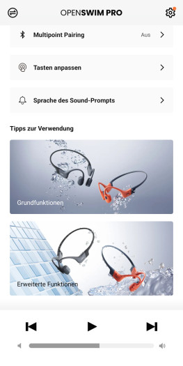 In der Shokz-App wird die grundlegende Steuerung besser als bisher erklärt. (Bild: Shokz/Screenshot: Golem)