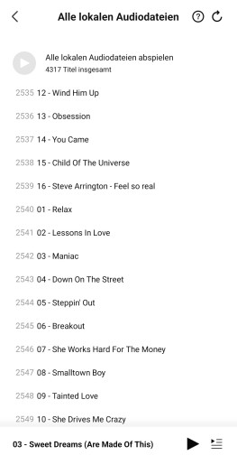 Für einen automatischen Ordnerwechsel muss der gewünschte Song aus einer sehr langen Liste ausgewählt werden - das ist unkomfortabel. (Bild: Shokz/Screenshot: Golem)