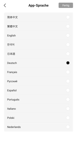 Die App-Sprache kann auf Deutsch gestellt werden. (Bild: Shokz/Screenshot: Golem)