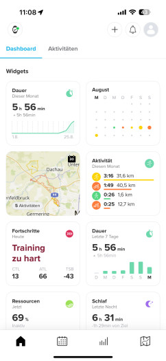 Die Startseite der App von Suunto ist schön übersichtlich. (Bild: Suunto / Screenshot: Golem)