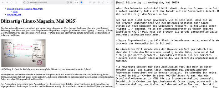 Ein Artikel der Kolumne Snapshot während der Entstehung (Screenshot: Michael Schilli)