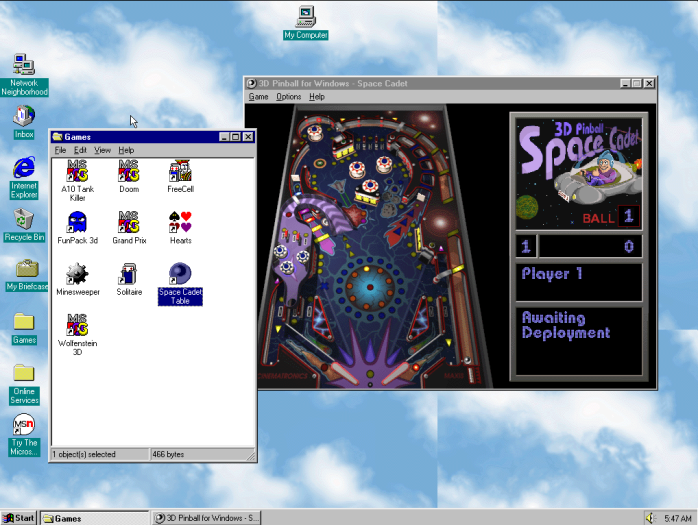 Screenshots von Windows 95 in der Electron-App (Bild: Oliver Nickel/Golem.de)