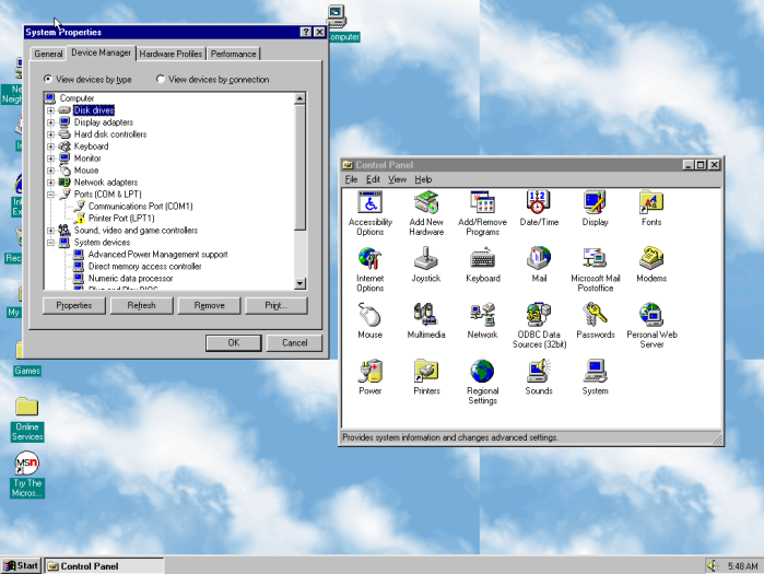 Screenshots von Windows 95 in der Electron-App (Bild: Oliver Nickel/Golem.de)