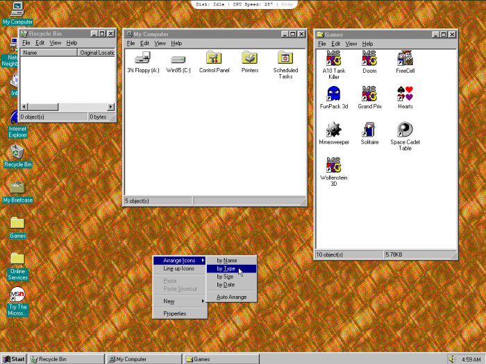 Screenshots von Windows 95 in der Electron-App (Bild: Oliver Nickel/Golem.de)