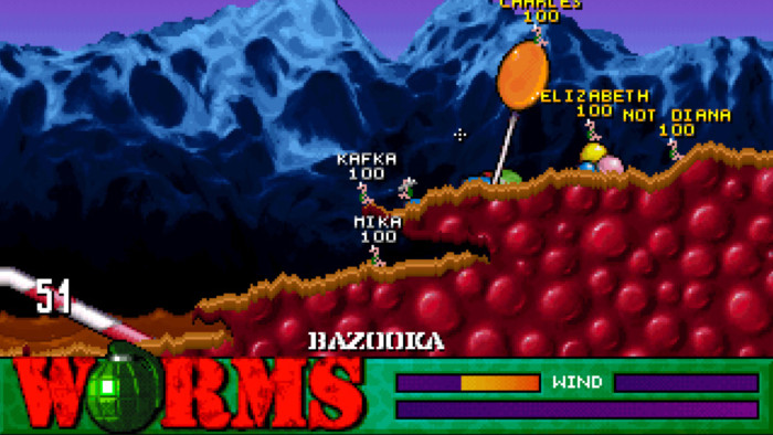 Unten links tickt die Zeit. Die Spieler haben 60 Sekunden Zeit, um ihre nächste Aktion an den Wurm zu übermitteln. In der Zwischenzeit können sie sich frei auf der Karte bewegen. (Bild: Team 17 / Screenshot: Medienagentur Plassma / Olaf Bleich)