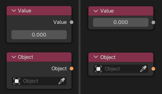 Links Blender 4.4, rechts Blender 4.5: Die beiden Nodes sind viel kompakter geworden. (Bild: Blender.org)