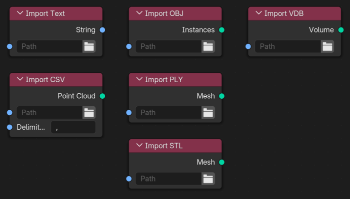 Die neuen Import-Nodes erlauben zum ersten Mal das Laden von CSV-Daten ohne Umwege in Blender. (Screenshot: Gottfried Hofmann)