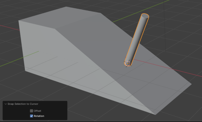 Ein Objekt an einer schiefen Ebene auszurichten, funktioniert in Blender 4.5 dank des 3D-Cursors sehr einfach. (Screenshot: Gottfried Hofmann)