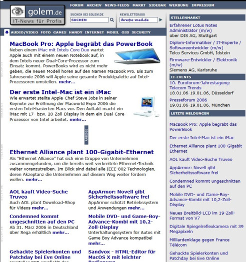 Die Seite anno 2006.