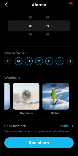 Für alle Wecker stehen nur vier Klingeltöne zur Wahl. (Bild: Anker/Screenshot: Golem.de)