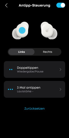 Die Sleep A30 nutzen Sensorflächen zur Steuerung. (Bild: Anker/Screenshot: Golem.de)