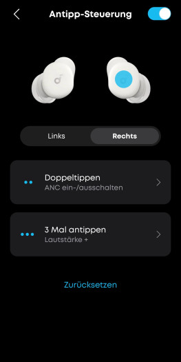 Die Sleep A30 nutzen Sensorflächen zur Steuerung. (Bild: Anker/Screenshot: Golem.de)