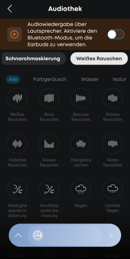 Es stehen verschiedene Maskierungsgeräusche zur Wahl, aber immer nur eines davon ist im lokalen Modus nutzbar. (Bild: Anker/Screenshot: Golem.de)