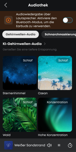 Wer mag, kann mit Geräuschen einschlafen. (Bild: Anker/Screenshot: Golem.de)