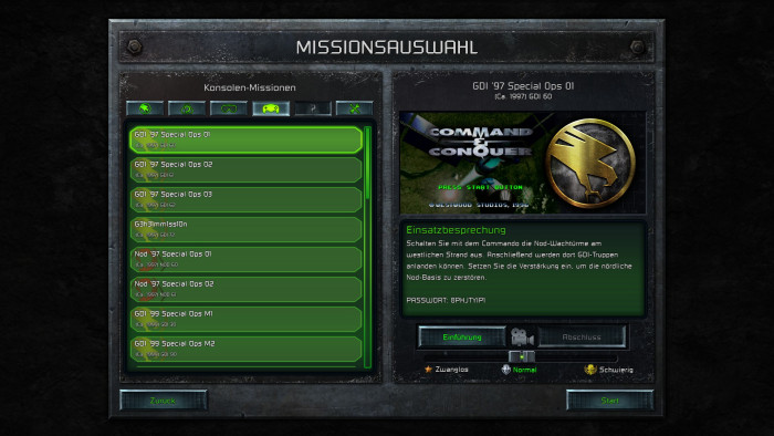 Die zehn Special-Ops-Konsolenmissionen sind im Remaster endlich auch PC-Spielern ohne Umwege zugänglich. (Bild: EA / Petroglyph / Lemon Sky Studios / Screenshot: Medienagentur Plassma)