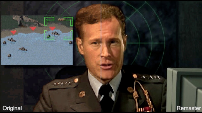 Hier ist die Qualität der Zwischensequenzen aus dem Original (links) und dem Remaster (rechts) im Vergleich zu sehen. Vor allem die Szenen mit echten Schauspielern sehen nun deutlich besser aus. (Bild: EA / Petroglyph / Lemon Sky Studios / Screenshot: Medienagentur Plassma)