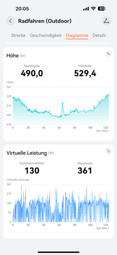 Die virtuelle Leistung taucht auch als Grafik auf. (Bild: Huawei / Screenshot: Golem)
