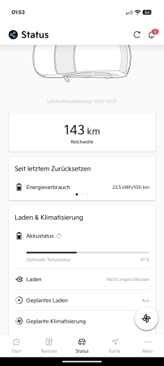Kia hat während unseres Testzeitraums von der Kia-Connect-App ...