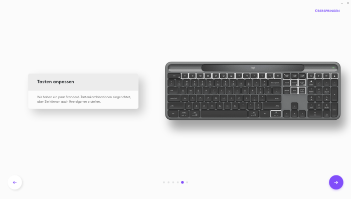 Mit Options+ lässt sich die Signature Slim Solar+ K980 anpassen. (Bild: Logitech/Screenshot: Golem.de)
