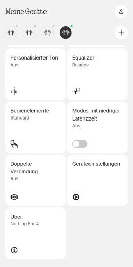 Diese Einstellungen bietet die Nothing-X-App. (Bild: Nothing/Screenshot: Golem.de)