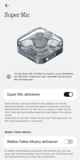 Hier lässt sich das Verhalten von Super-Mic einstellen. (Bild: Nothing/Screenshot: Golem.de)