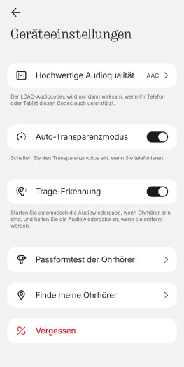 Weitere Einstellungen in der Nothing-X-App. (Bild: Nothing/Screenshot: Golem.de)