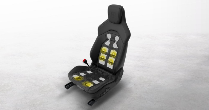 16 Luftkissen und 6 Aktuatoren im Sitz kommen bei der Massagefunktion zum Einsatz. (Bild: Porsche)