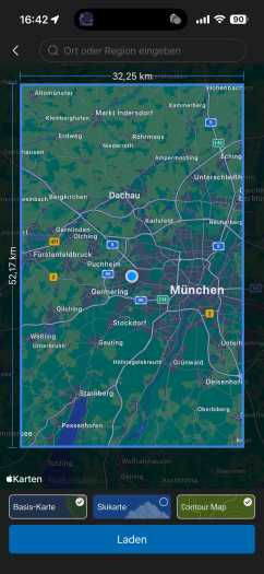 Per App laden wir offline nutzbare Karten auf die Sportuhr. (Bild: Amazfit/Screenshot: Golem)