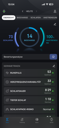 Biocharge ist quasi das Gegenstück zur Body Battery von Garmin, die es schon länger gibt. (Bild: Amazfit/Screenshot: Golem)
