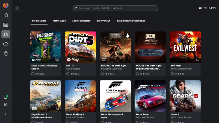 Das hier ist die Oberfläche der Xbox-Software, also des Shops. (Bild: Microsoft/Screenshot: Golem)