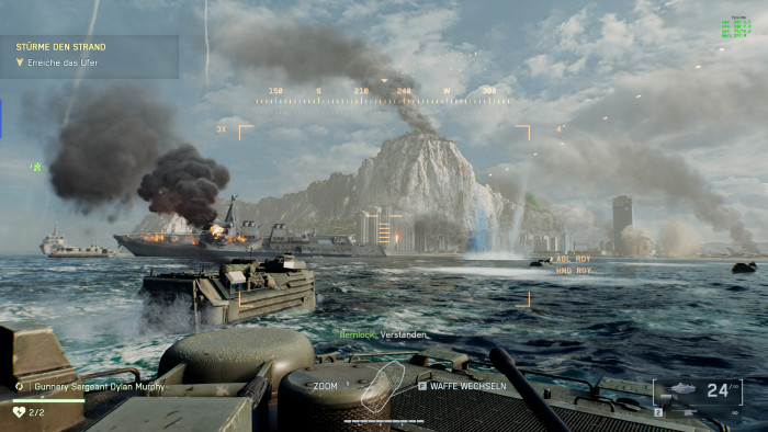 Singleplayer: Vor Gibraltar geht es auch aufs Wasser ... (Bild: EA / Screenshot: Golem)