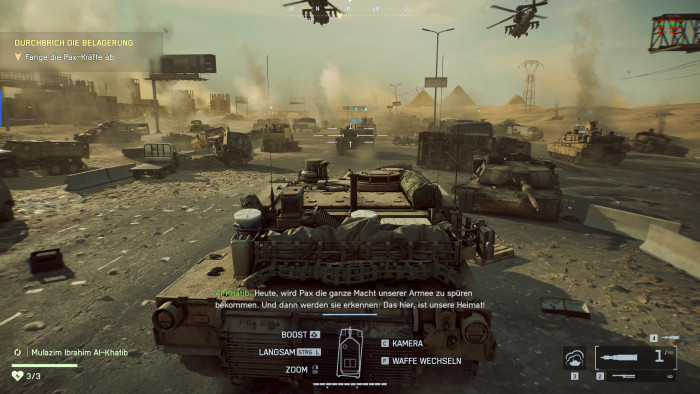 Singleplayer: In der Kampagne absovlieren wir auch Einsätze mit Vehikeln. (Bild: EA / Screenshot: Golem)