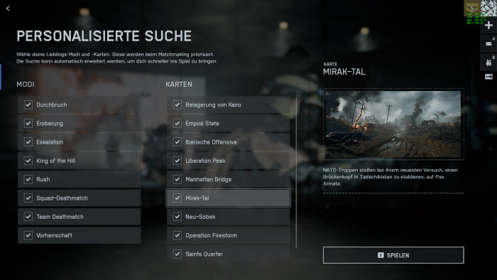 Multiplayer: Unter anderem über dieses Menü können wir ein Match auswählen. (Bild: EA / Screenshot: Golem)
