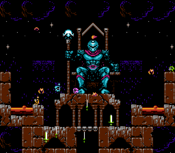 Sogar einige Bosskämpfe quetschten die Entwickler auf das 40-Kilobyte-Modul von Micro Mages. (Bild: Morphcat Games)