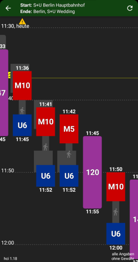 Öffi zeigt Verbindungen in einer gut strukturieren Oberfläche. (Screenshot: Golem)