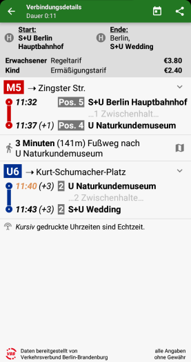 Diese Details zeigt Öffi bei einer Verbindung. (Screenshot: Golem)