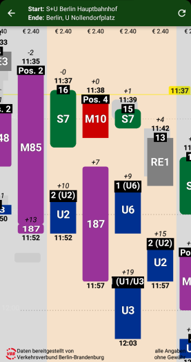 Öffi NG zeigt in der Übersicht deutlich mehr Details als Öffi. (Screenshot: Golem)