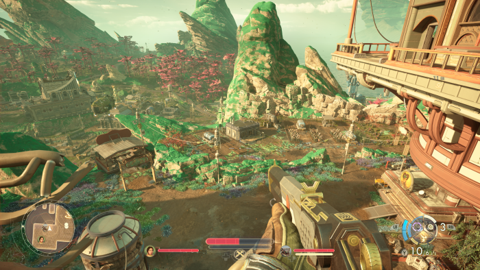 Der Planet Arcadia ist ziemlich hübsch, mit Hügeln und viel Grün. (Bild: Obsidian / Screenshot: Golem)