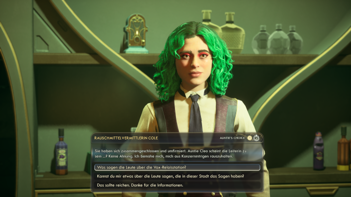 Die Dialoge laufen oft in Multiple-Choice-Manier ab. (Bild: Obsidian / Screenshot: Golem)