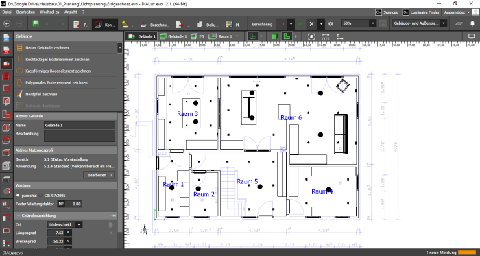 Grundrissansicht in Dialux Evo (Screenshot: Andreas Meier)