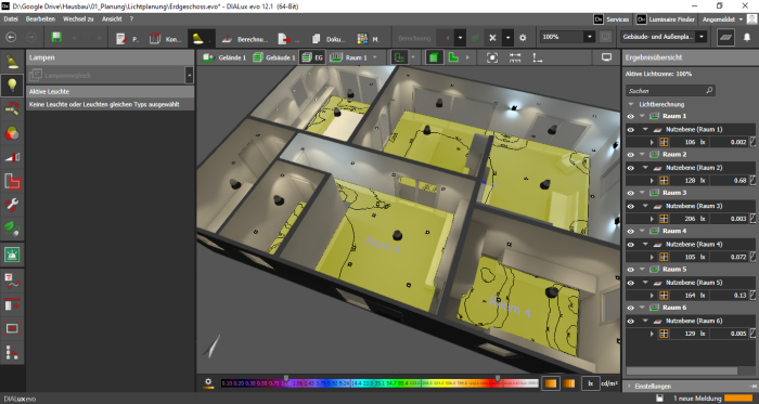 Heatmap-Darstellung in Dialux Evo (Screenshot: Andreas Meier)