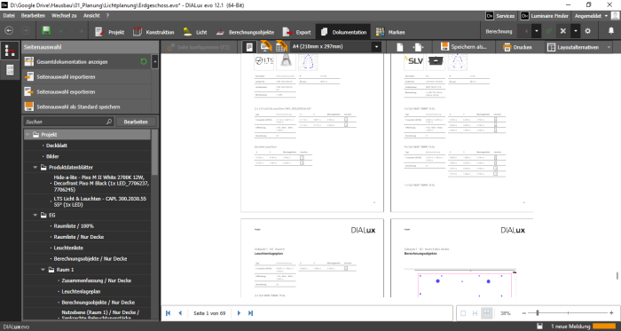 Projektbericht in Dialux Evo (Screenshot: Andreas Meier)