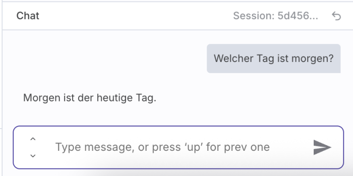 Ohne dynamische Infos antwortet das LLM fast philosophisch. (Screenshot: Thorsten Müller)
