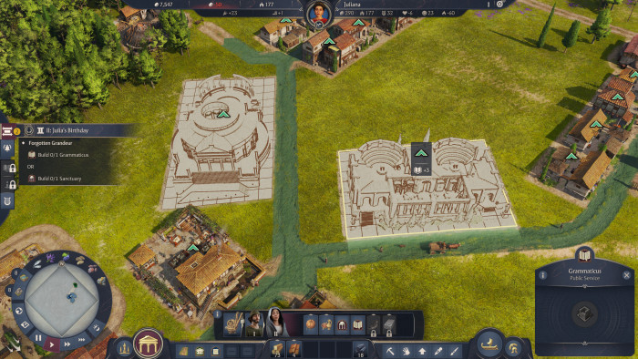 Bauten können wir als Grundriss anlegen, und dann freischalten - also tatsächlich erstellen. (Bild: Ubisoft / Screenshot: Golem)