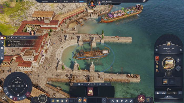 Mit unserem Schiff liefern wir Waren im Haben ab. (Bild: Ubisoft / Screenshot: Golem)