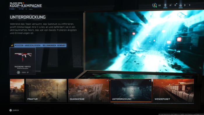 Nach und nach schalten wir alle Koop-Missionen frei. (Bild: Activision / Screenshot: Golem)