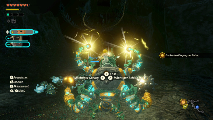 Zusammen mit einer anderen Figur kann sich Zelda vorübergehend in einen Kampfroboter verwandeln. (Bild: Nintendo / Screenshot: Golem)