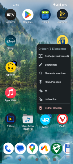 Octopi Launcher: Für Ordner lassen sich zwei Wischgesten zuordnen. (Bild: OctopiAppFactory/Screenshot: Golem)
